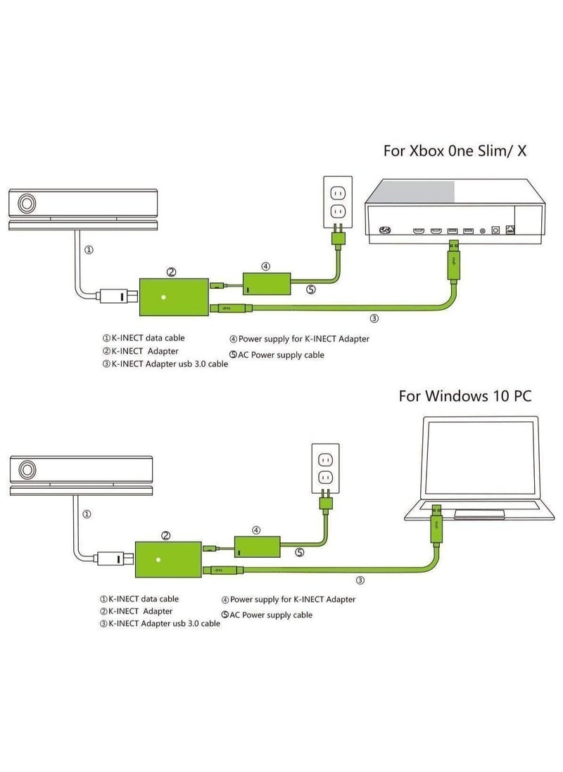 XICEN - Kinect 2.0 Sensor Power Adapter USB 3.0 Adapter for Xbox One S Xbox One X Windows PC Support Windows 8/8.1/10 System - Image 1