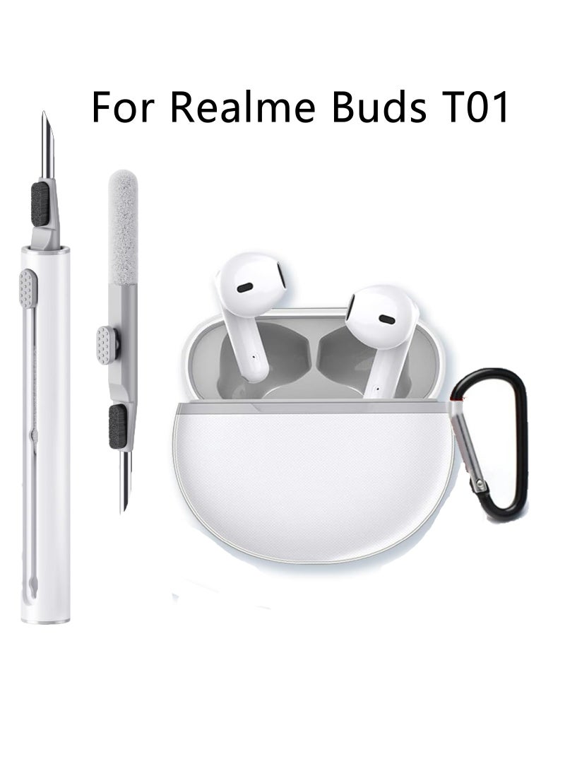Case for Realme Buds T01 Wireless Headphones Protection Cover Full-Body with Keychain&Cleaning tools-Clear - Image 1