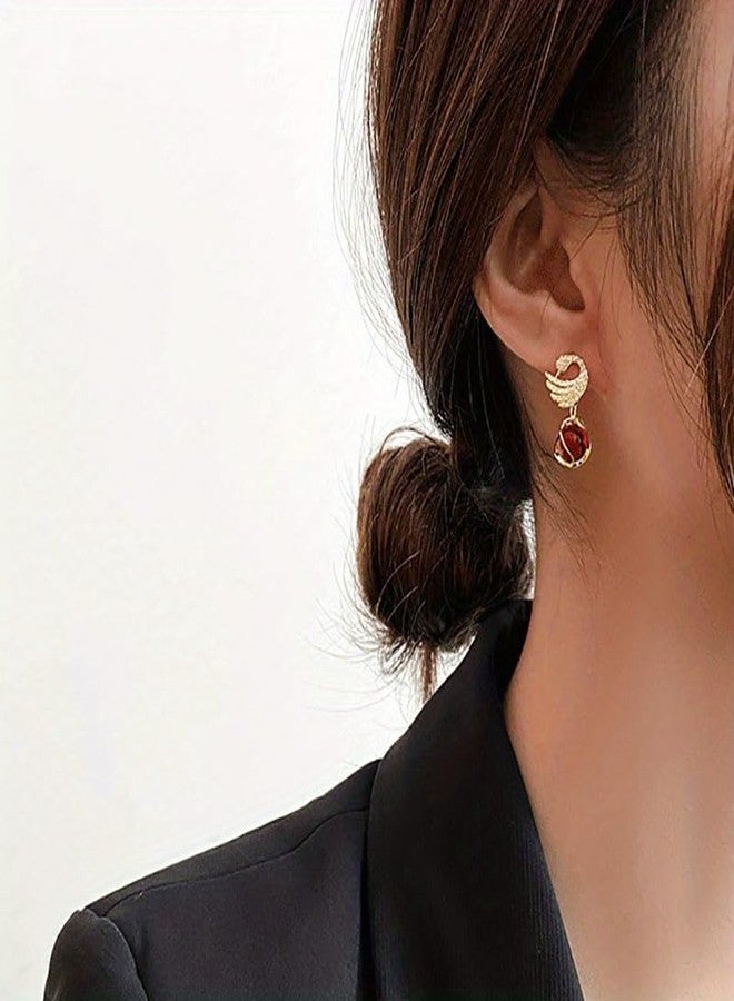 AMAAL Korean Swan Earrings set for Women & Girls Ladies | Designer Statement Crystal Earing beads | Stylish Ear Rings Jewellery for woman Accessory | Valentine Gift for Girlfriend couple -267 - Image 2