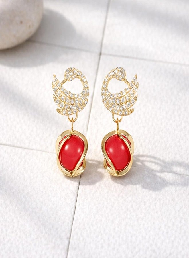 AMAAL Korean Swan Earrings set for Women & Girls Ladies | Designer Statement Crystal Earing beads | Stylish Ear Rings Jewellery for woman Accessory | Valentine Gift for Girlfriend couple -267 - Image 5