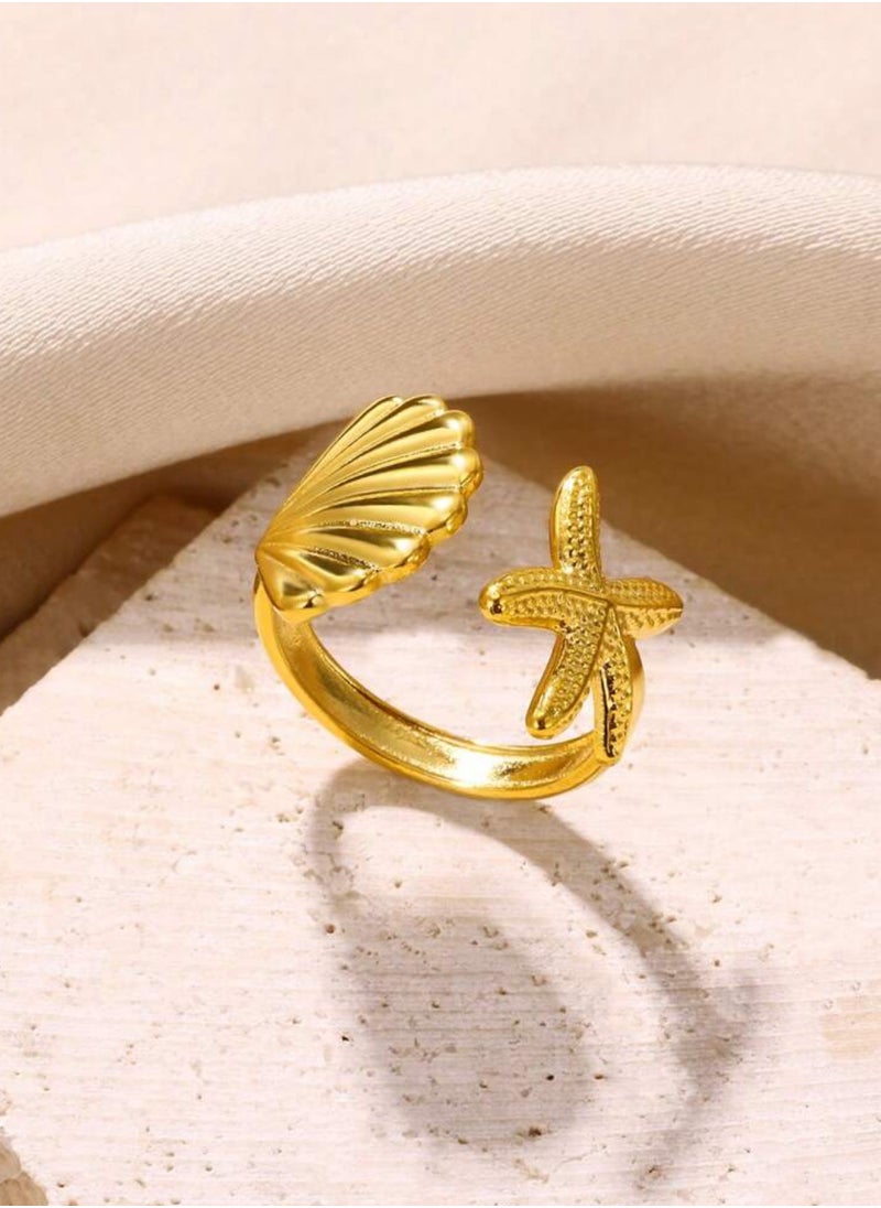 sixtyfour 18k Gold Plated Stainless Steel Ring For Women One Size  - Image 2