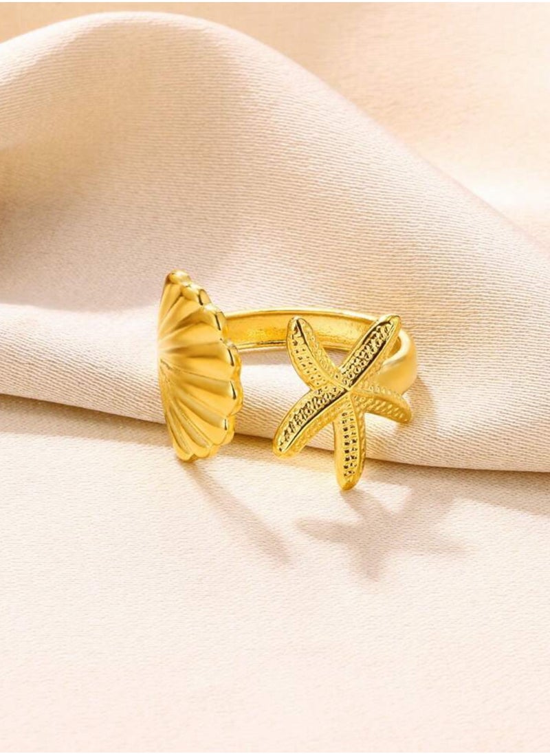 sixtyfour 18k Gold Plated Stainless Steel Ring For Women One Size  - Image 4