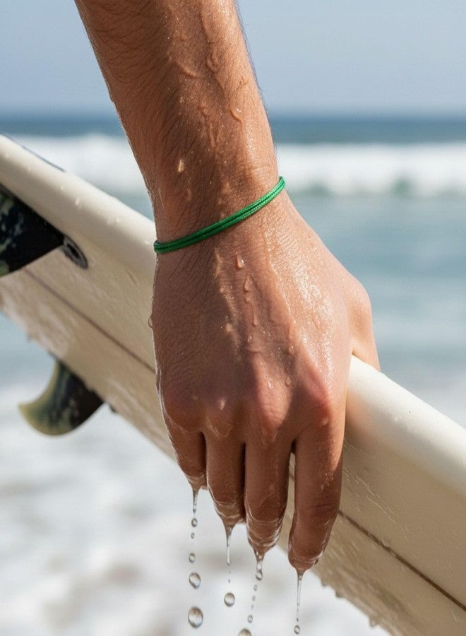 Luck Strings Thin Green Cord Bracelet for Men Women Teen Unisex Adult - Waterproof Nylon Surfer String Friendship Bracelets Summer Beach Accessories - Image 3
