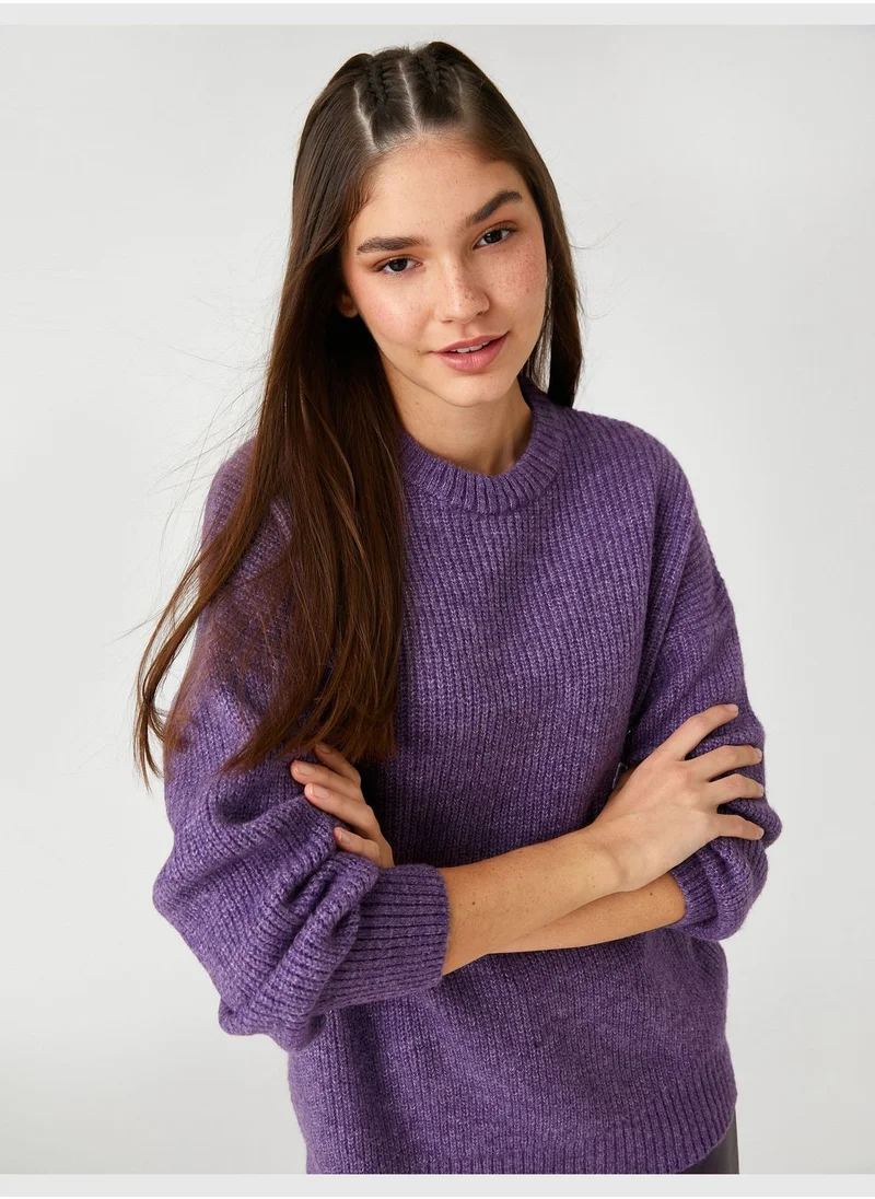 كوتون Knitted Sweater Crew Neck Long Sleeve