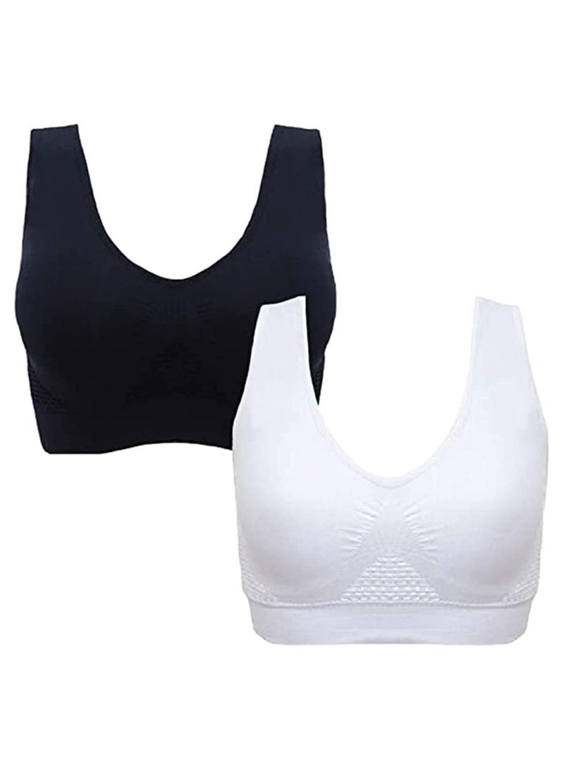 KASTWAVE 2 Pack Women Comfort Seamless Bra, Underwear Bra with Removable Pads Lounge Bra for Push Up Crop, Yoga, Fitness, Running Exercise XL - Image 1
