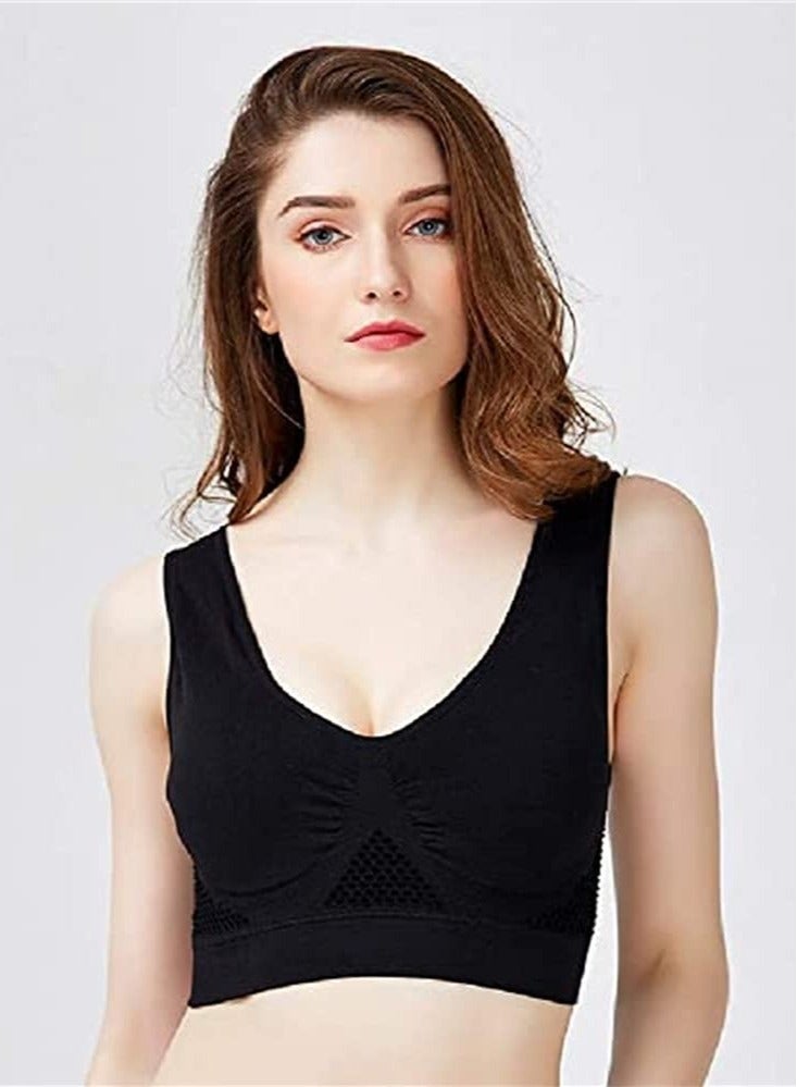 KASTWAVE 2 Pack Women Comfort Seamless Bra, Underwear Bra with Removable Pads Lounge Bra for Push Up Crop, Yoga, Fitness, Running Exercise XL - Image 2