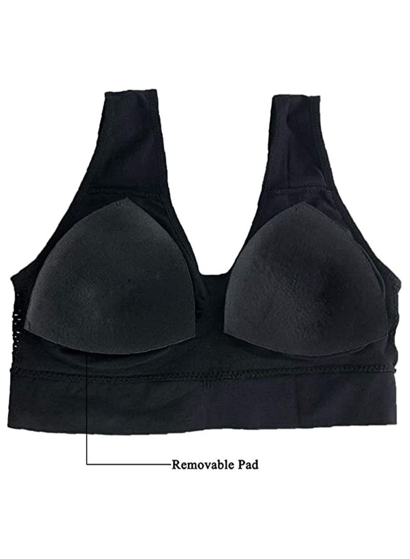 KASTWAVE 2 Pack Women Comfort Seamless Bra, Underwear Bra with Removable Pads Lounge Bra for Push Up Crop, Yoga, Fitness, Running Exercise XL - Image 4