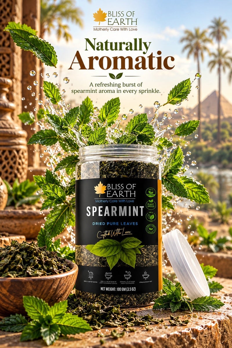 Bliss of Earth Spearmint Tea Leaves 100g | Egyptian Sun-Dried Loose-Leaf Herbal Tea for Brewing & Infusions | Premium Culinary Herb | Vegan & Caffeine-Free - Image 3