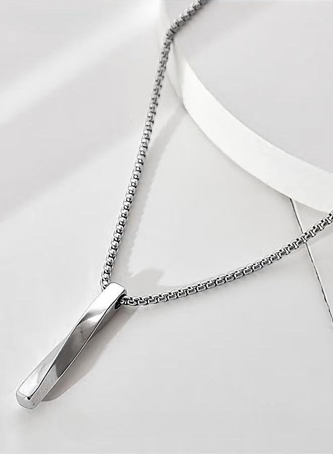 Casual Stylish Spiral Pendant Necklace Cool Sweater Chain for Men Women Silver  - Image 5