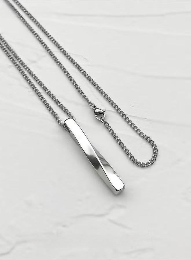 Casual Stylish Spiral Pendant Necklace Cool Sweater Chain for Men Women Silver  - Image 4