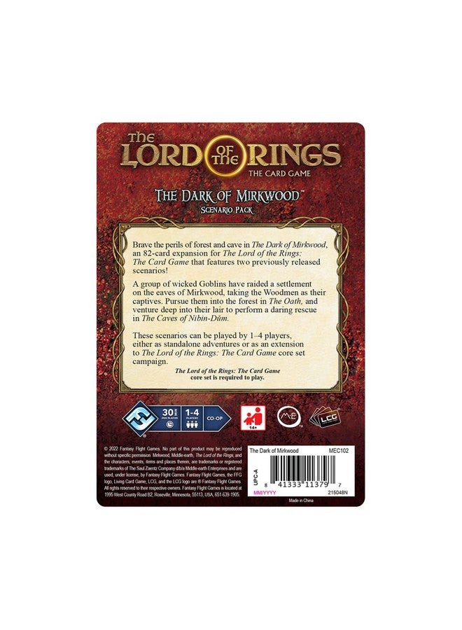 Fantasy Flight Games The Lord of the Rings The Card Game The Dark of Mirkwood SCENARIO PACK - Cooperative Adventure Game, Strategy Game, Ages 14+, 1-4 Players, 30-120 Min Playtime, Made by Fantasy Flight Games - Image 2
