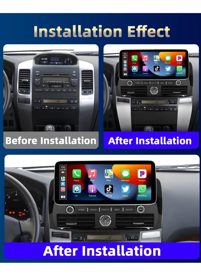 فيريكس شاشة ستيريو سيارة أندرويد 12.3 بوصة لتويوتا برادو 2004-2009 4 جيجابايت رام تدعم Apple Carplay Android Auto لاسلكية مع إطار كامل شاشة برادو أندرويد 4G واي فاي USB كاميرا AHD متضمنة  - Image 3