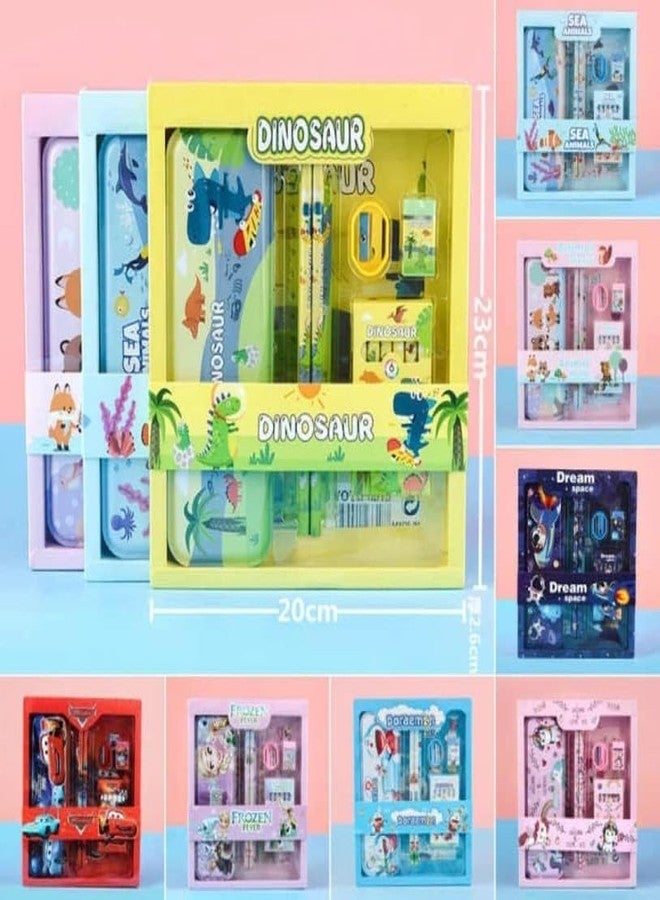 BELLABOTA Micky Mouse Stationary Kit with 1 Pencil Box Case 2 Pencils 6 Crayon Colors 2 Space Gel Pen 1 Ruler Scale Eraser Sharpener Kit for Kids (Character As Per Available) - Image 2