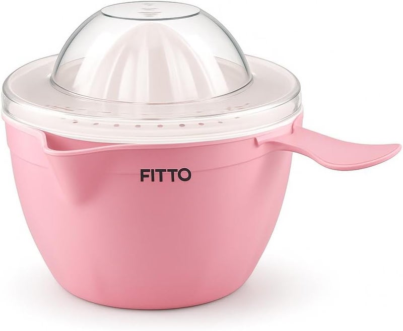 FITTO Juicer Plastic, Manual Fruit Juicer Machine, Portable Citrus Squeezer for Orange, Lemon, Grapes, Freshly Squeezed Juice, Kitchen Accessory with Two-Speed Control and Easy Cleaning,Assorted - Image 1