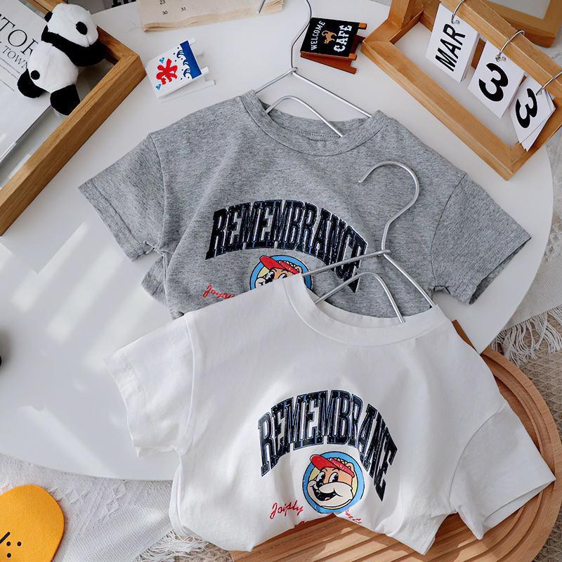 Cotton Children'S Short-Sleeved Baby Children'S Loose T-Shirt Western Style Pattern Printing Handsome Summer Shirt Fashion - Image 2