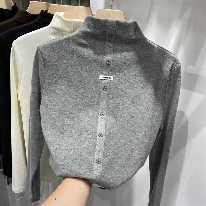 Korean Style Half Turtleneck Long-Sleeved Slim-Fitting Bottoming Shirt Versatile Inner Top - Image 5