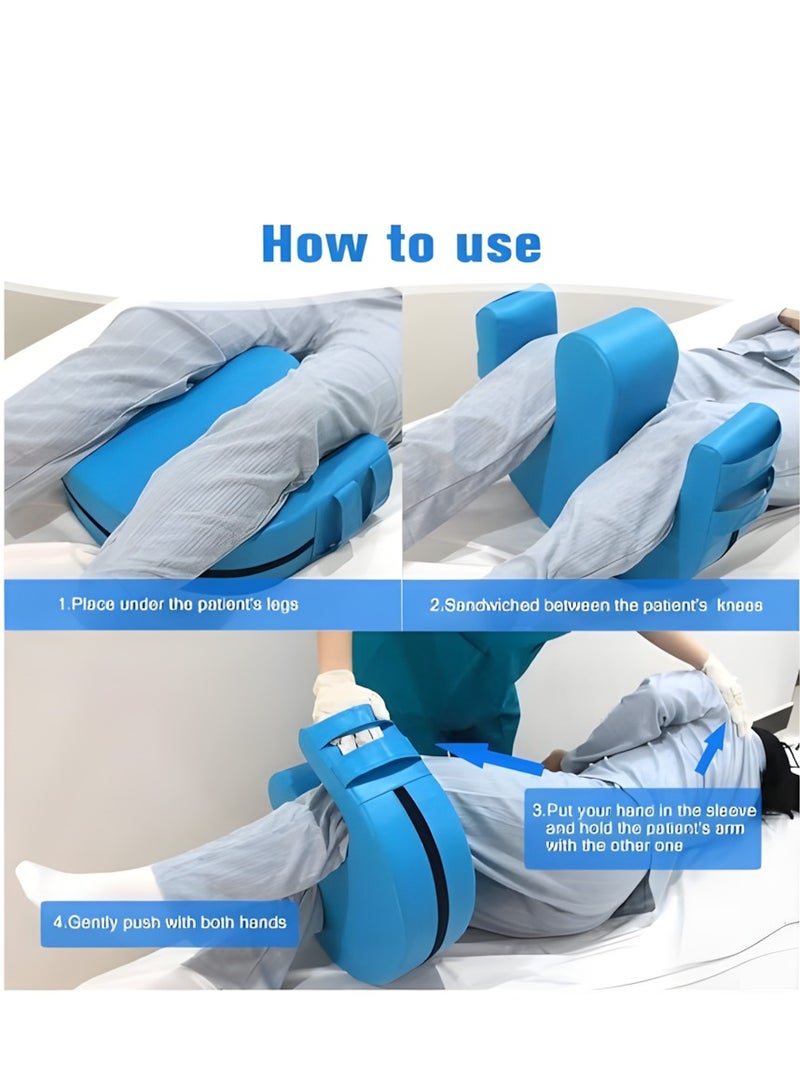 Patient Turning Device Turnover Device Waterproof Detachable PU Leather Turning Pillow Lift Assist Nursing Help The for Bedridden Elderly Patients Products Blue - Image 3