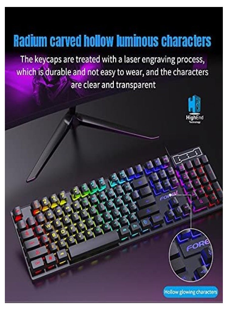 FORE FV-Q1S Wired USB Keyboard with Rainbow LED Backlight – Arabic/English Layout - Image 3
