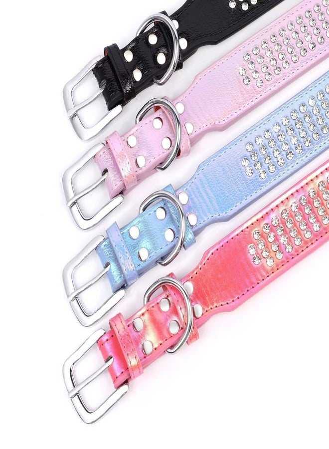 Beirui Bling Rhinestone Dog Collar with Diamonds Studded - Colorful PU Leather Padded 1.5 Inch Wide - Duarble Bedazzled Dog Collar for Medium Large Dogs,15-20",Blue - Image 4