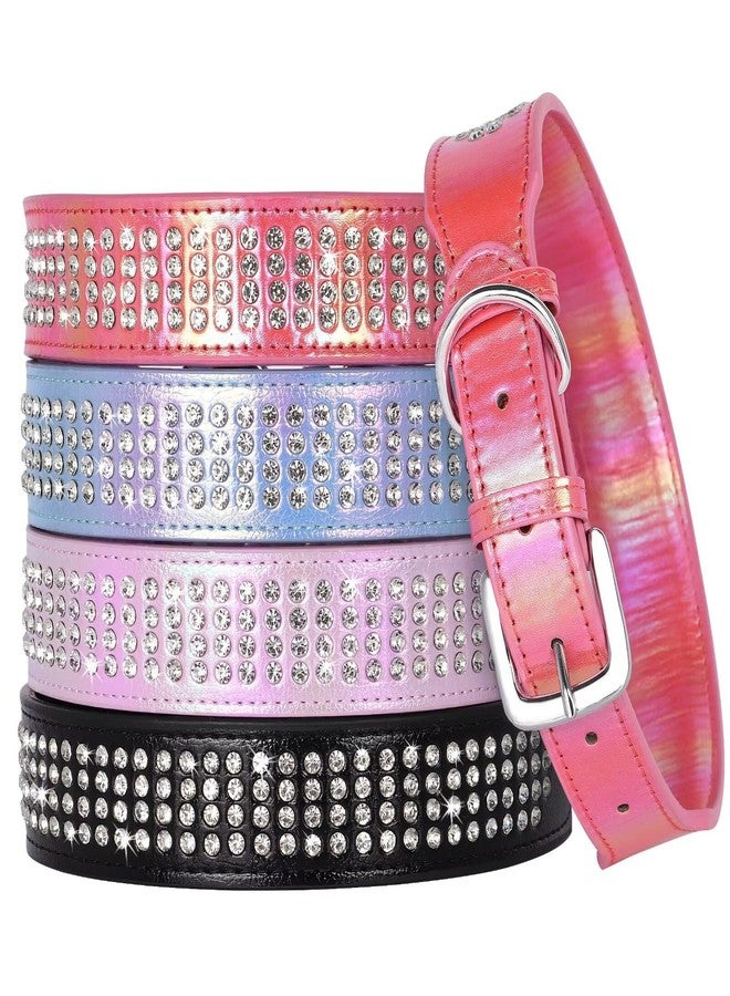 Beirui Bling Rhinestone Dog Collar with Diamonds Studded - Colorful PU Leather Padded 1.5 Inch Wide - Duarble Bedazzled Dog Collar for Medium Large Dogs,15-20",Blue - Image 3