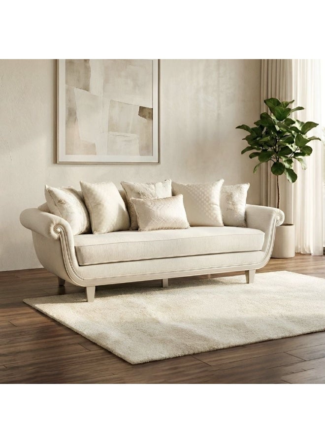 Bunbury 3 Seater Fabric Sofa Modern Design Three Seat Sofas Comfortable Living Room Furniture L 230 x W 94 x H 91 Cm Beige