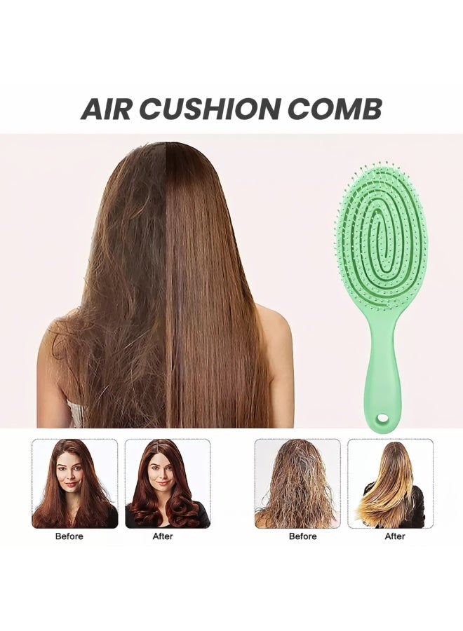 جاجرافو فرشاة شعر Jagravo Salon Vent – فرشاة احترافية لفك التشابك بشعيرات ناعمة مدببة ونهاية كروية ومقبض سيليكون – فرشاة تصفيف خفيفة مضادة للكهرباء الساكنة للرجال والنساء والأطفال (أخضر نعناعي / برتقالي خوخي / رمادي كلاسيكي) - Image 4