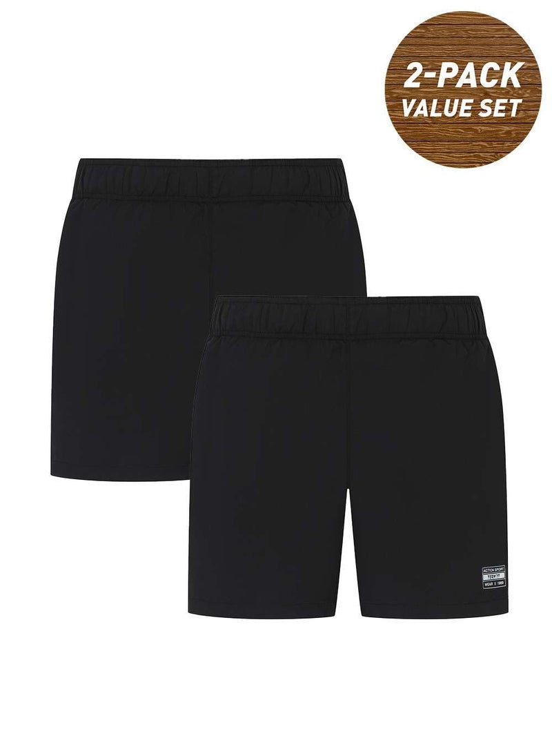 Termit Men's Beach Shorts Black 100% Polyester, Swim 'n' dry Quick-Drying, Durable Fabric for Surfing & Water Sports (UAE/KSA, Alpha, S, M, Regular, Regular, Standard, Black 2 pcs) - Image 2