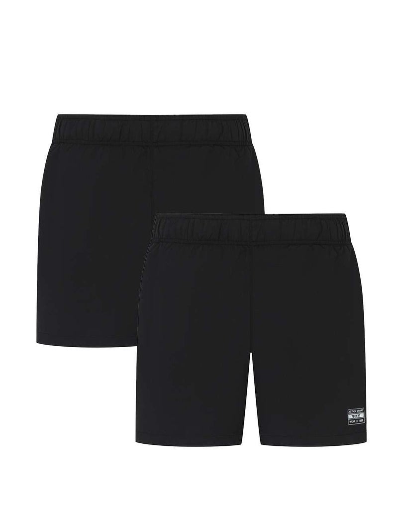 Termit Men's Beach Shorts Black 100% Polyester, Swim 'n' dry Quick-Drying, Durable Fabric for Surfing & Water Sports (UAE/KSA, Alpha, S, M, Regular, Regular, Standard, Black 2 pcs) - Image 1