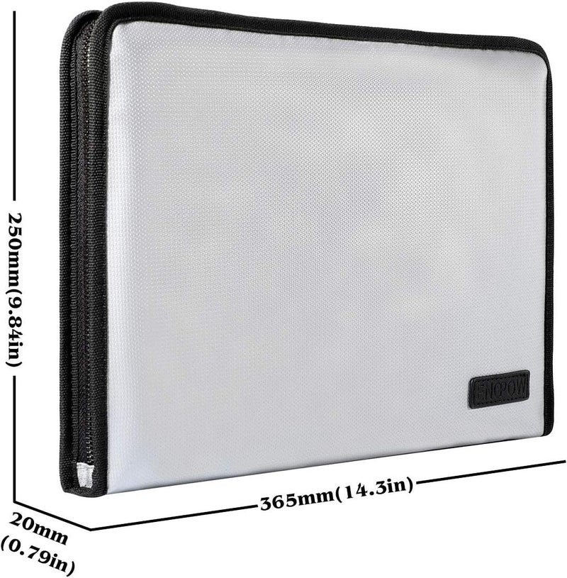 ENGPOW Expanding File Folder Important Document Organizer Fireproof and Waterproof Document Bag with A4 Size 13 Pockets Zipper Closure Non-Itchy Silicone Coated Portable Filing Wallet Pouch(Silver) - Image 3