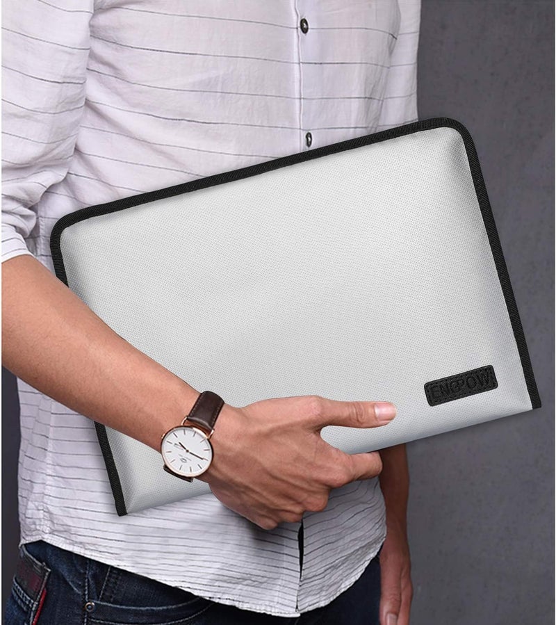ENGPOW Expanding File Folder Important Document Organizer Fireproof and Waterproof Document Bag with A4 Size 13 Pockets Zipper Closure Non-Itchy Silicone Coated Portable Filing Wallet Pouch(Silver) - Image 2