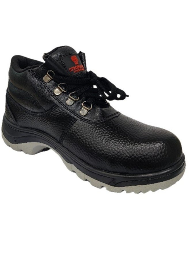 Workman - WORKMAN LEPUS Black Leather Safety Shoes for Men | Antistatic, Anti-Slip, Oil & Heat Resistant | Double Density with Steel Toe | Size-44 - Image 1