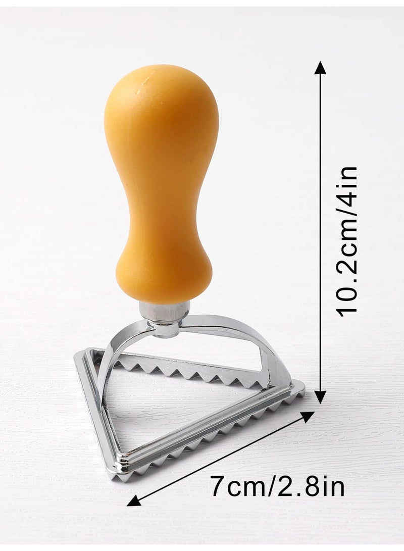 فاصولا قالب مثلث لعمل الزلابية، قالب معكرونة من سبائك الزنك، أداة تشكيل الرافيولي بمقبض بلاستيكي أصفر، لأصناف الزلابية والمعجنات المنزلية (أصفر) - Image 2