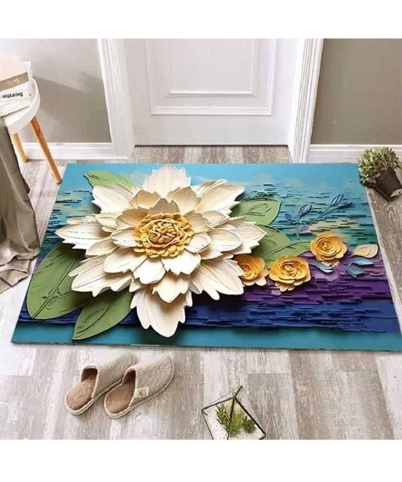 BOTIST Bathroom MatDoor mat Door Mat Rubber NonSlip Quick Dry Rugs Fit Under Door Super Absorbent Thin Fashion Washable Oval Floor Bath Mat for Bathroom Bathtub Shower and Sink - Image 1