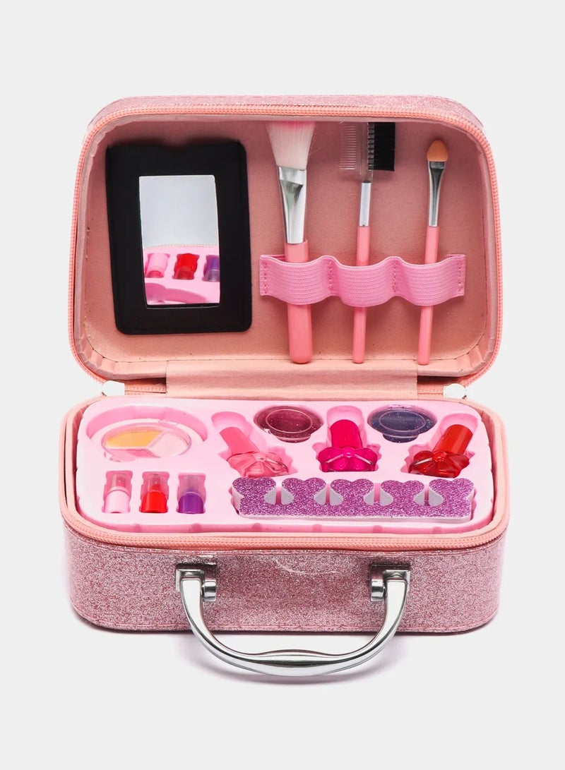 Rally Realistic Kids Pretend Makeup Play Set for Girls with Portable Storage Bag Pink - Image 1