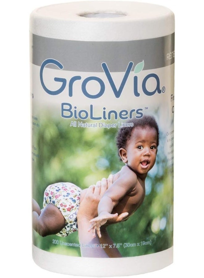 GroVia - All Natural BioLiners, Unscented Diaper Liners Fragrance, Chlorine, and Dye-Free to Keep Baby Skin Dry - 200 Count - Image 1