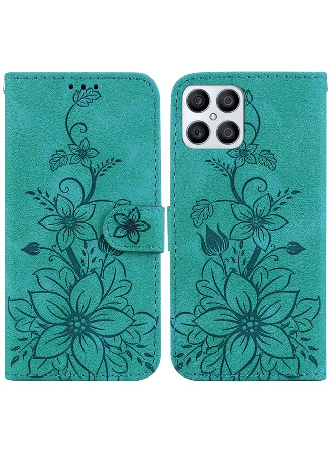 اس-توب جراب هاتف Honor X8 من الجلد المنقوش بنقشة زهرة الزنبق - Image 1