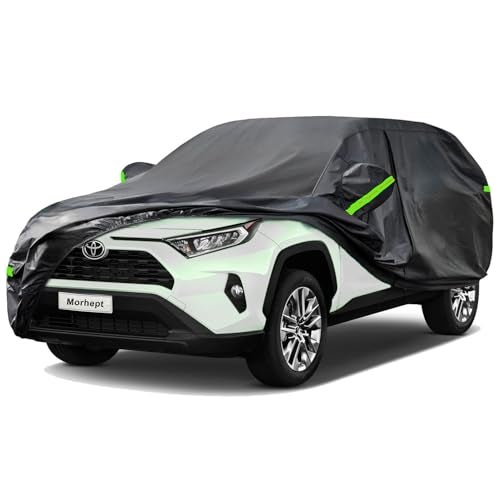 Morhept SUV Car Cover for Toyota RAV4, Custom Fit Waterproof All Weather Full Exterior Cover Rain Snow UV Protection Cover with Door Zipper - Image 1