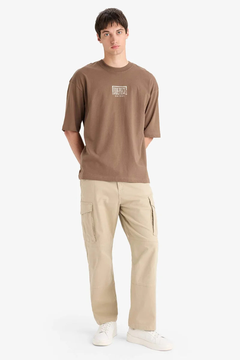 ديفاكتو One Piece Loose Fit Crew Neck Printed Short Sleeve T-Shirt