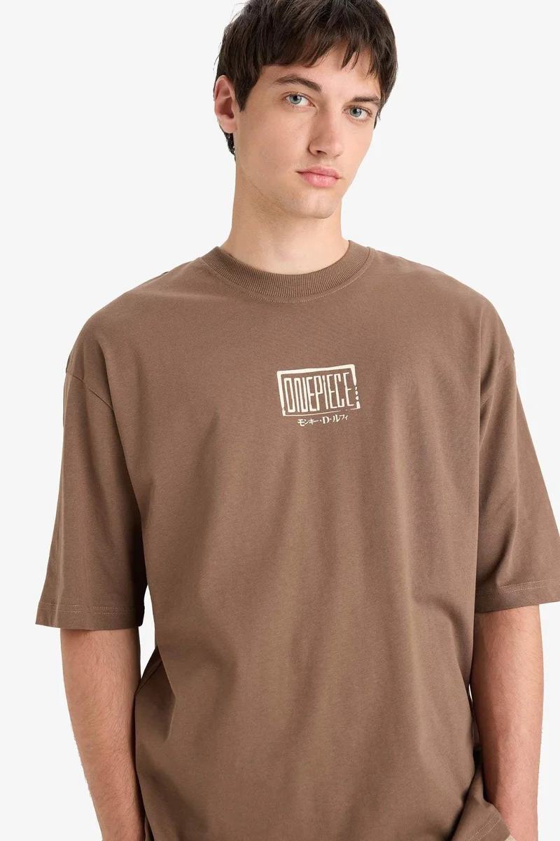 ديفاكتو One Piece Loose Fit Crew Neck Printed Short Sleeve T-Shirt