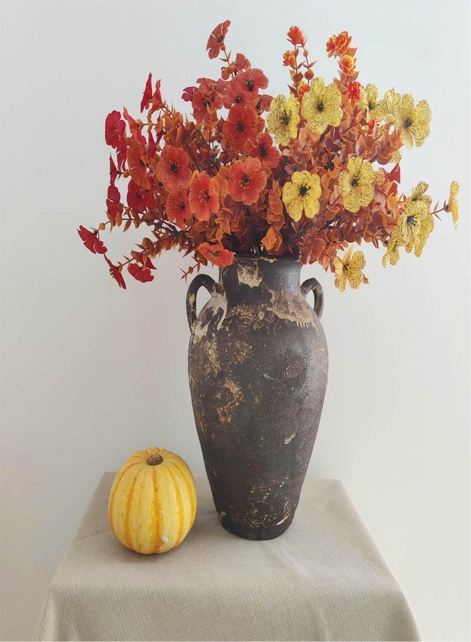 FlyingEdge Pottery Vase - Vintage Rustic Vase, 10" Farmhouse Weathered Terracotta Vase, Handmade Black Clay Vase with Two Handles, Tall Textured Antique Vase for Home Decor, Entryway, Fireplace Mantel Deco - Image 3