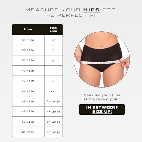 Bambody Absorbent Panties, Period Underwear for Women and Teens - All-Day Long - Overnight Protection- Postpartum, Leakproof - Medium - 6 Pack: Black - Image 5