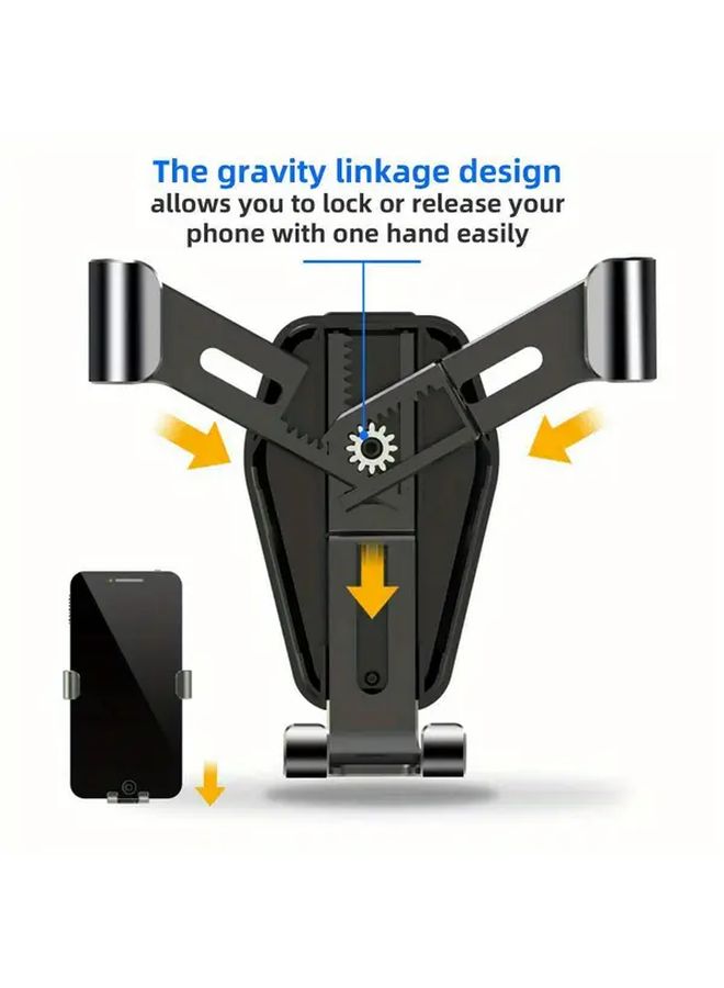 Car Air Vent Gravity Phone Stand ABS Material Black Secure Mount For 4 0 To 6 0 Inch Phones - Image 4