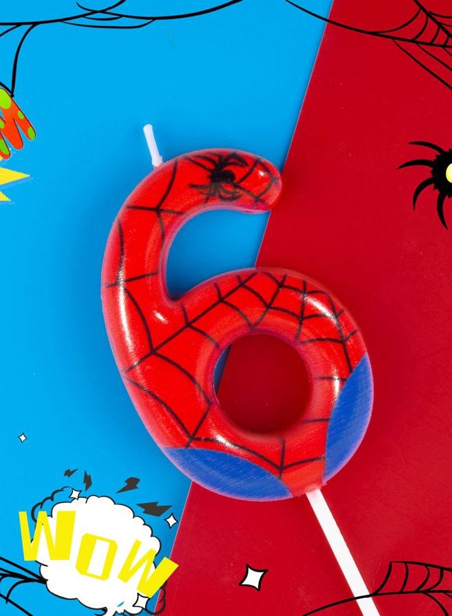 PHD CAKE 2.76 Inch Number 6 Spider Birthday Candles, Spider Cartoon Themed Number Candles, Cake Number Candles, Party Celebration - Image 2
