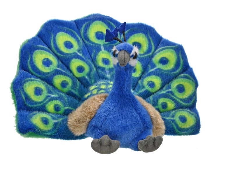 WILD REPUBLIC Peacock Plush, Stuffed Animal, Plush Toy, Kids Gifts, Cuddlekins, 8 Inches,Blue - Image 1
