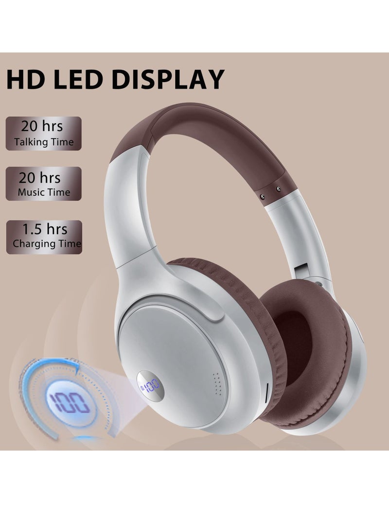 AKZ Wireless Bluetooth Headphones with Digital Battery Display, Long Battery Life, Foldable Over-Ear Headphones,HIFI Stereo Noise Canceling Headphones,Wireless Headphones for iPad/Tablet/Travel - Image 2