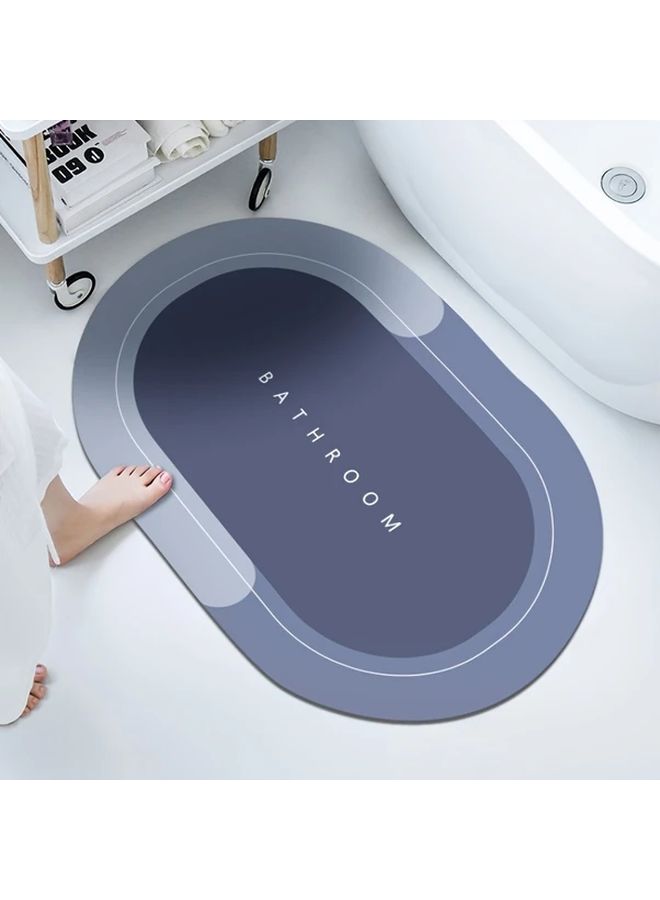 Quick Dry Non Slip Bath Mat Ultra Fast Drying Shower Rug Gray Blue 40x60cm - Image 1