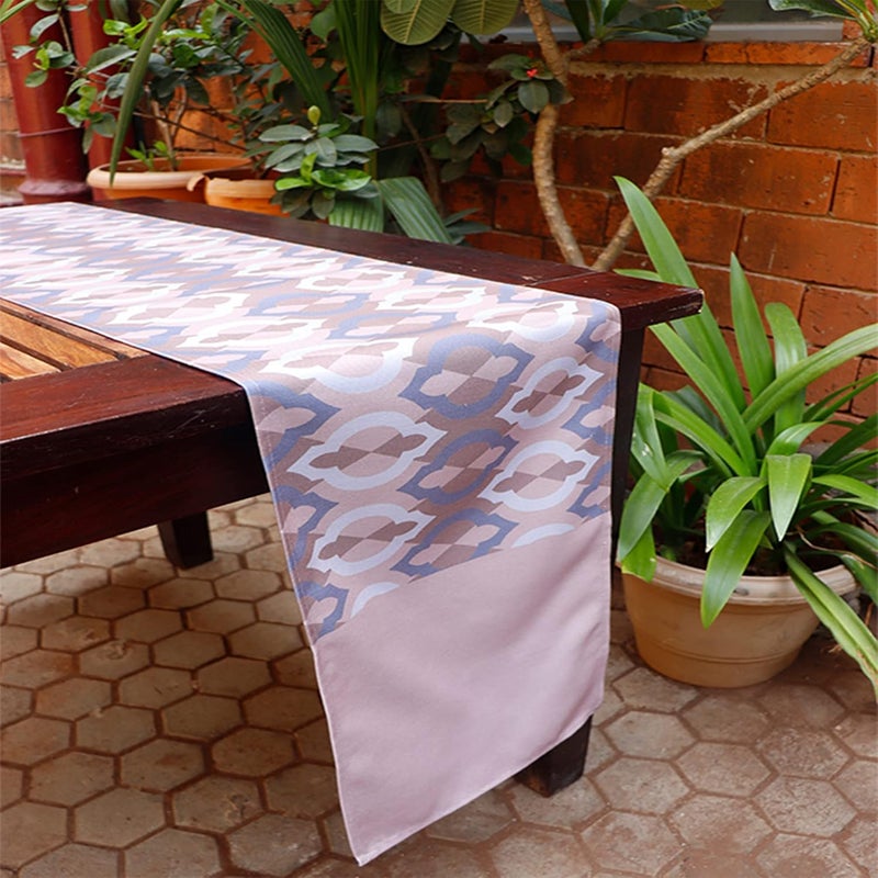 Zeba World 4 Seater / 6 Seater Table Runner Cloth, Table Runner for Living Room, Dining Table Runner | Polycanvas Abstract Ogee Pattern - Multi | 30 cms x 210 cms; 12 inches x 84 inches - Image 1