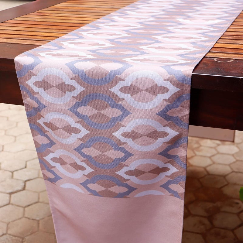 Zeba World 4 Seater / 6 Seater Table Runner Cloth, Table Runner for Living Room, Dining Table Runner | Polycanvas Abstract Ogee Pattern - Multi | 30 cms x 210 cms; 12 inches x 84 inches - Image 2
