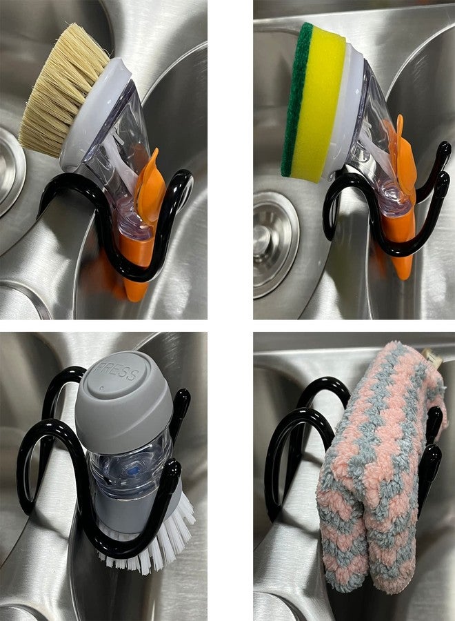 AUXPhome Dish Wand Holder Adjustable Kitchen Dishwand Sink Caddy,Sponge Holder,Brush Holder,Dish Cloth Holder,Rust Proof Water Proof, No Drilling, No Adhesive, one-Step Installation - Image 3