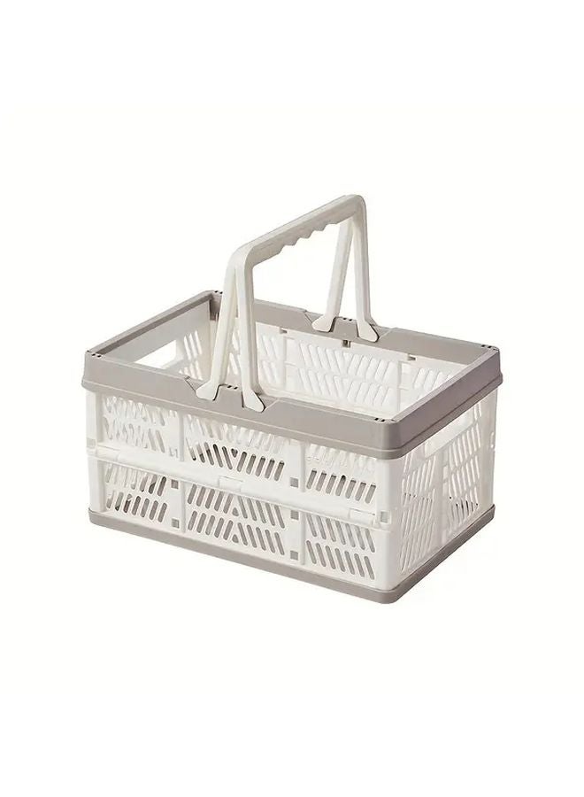 سلة تخزين قابلة للطي بيضاء كبيرة السعة للتخييم في الهواء الطلق متينة من مادة ABS - Image 1